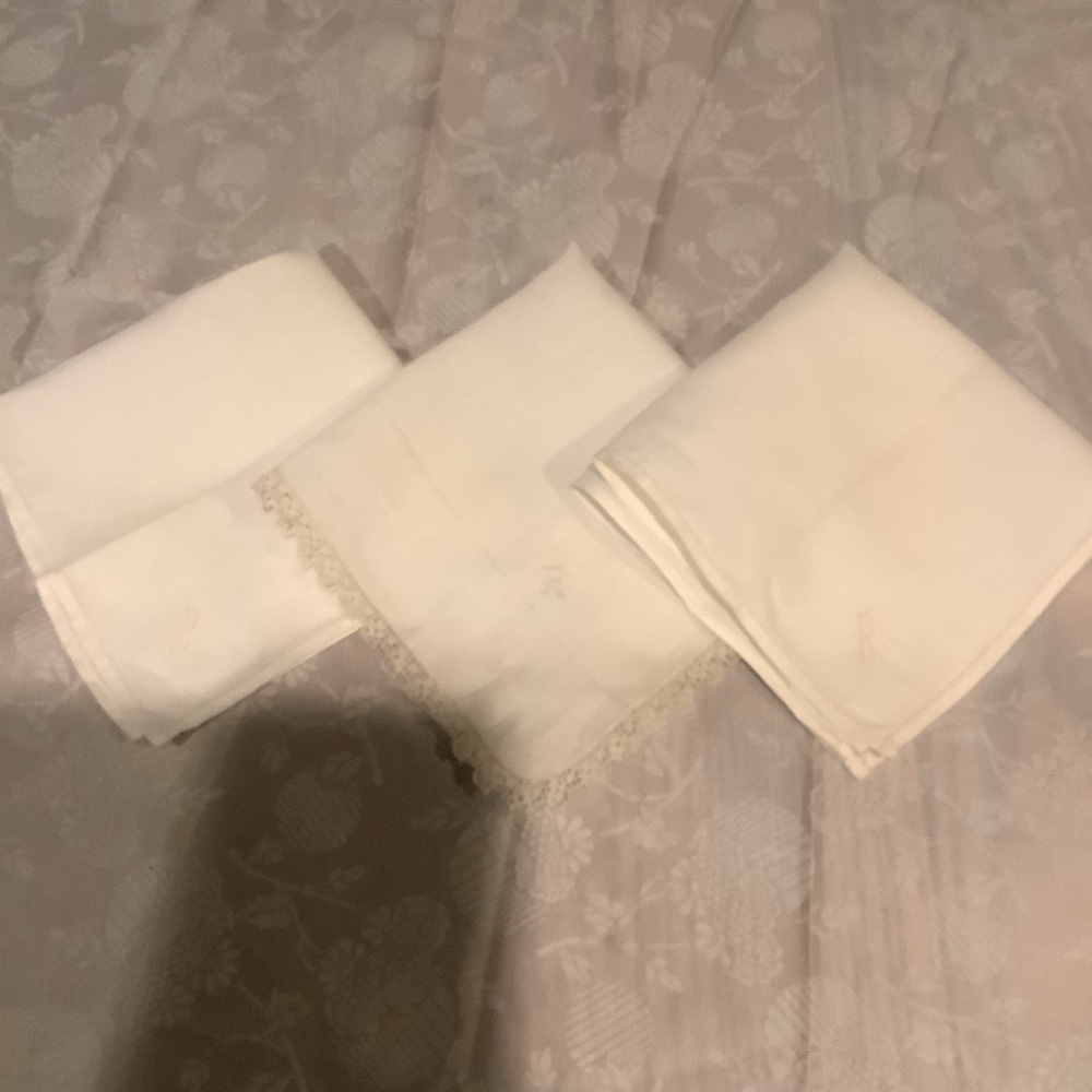 Three Vintage White Hankies with M Monogram